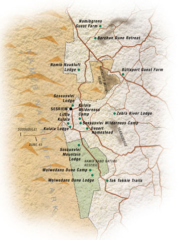 Map of Namib-Naukluft N. P. - Click to read more about Namib-Naukluft N. P.