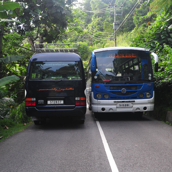 ...exploring the island is easy, either by bus...