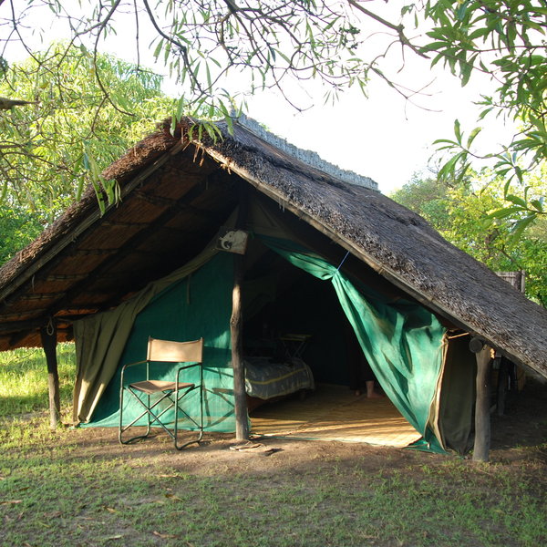Shoebill Island Camp is a simple bushcamp with five walk-in tents…