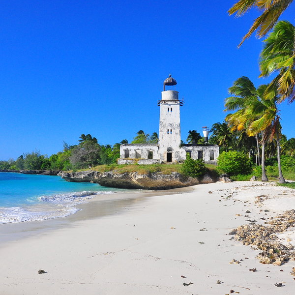Only a lighthouse shows that there have been humans on the island in the past.