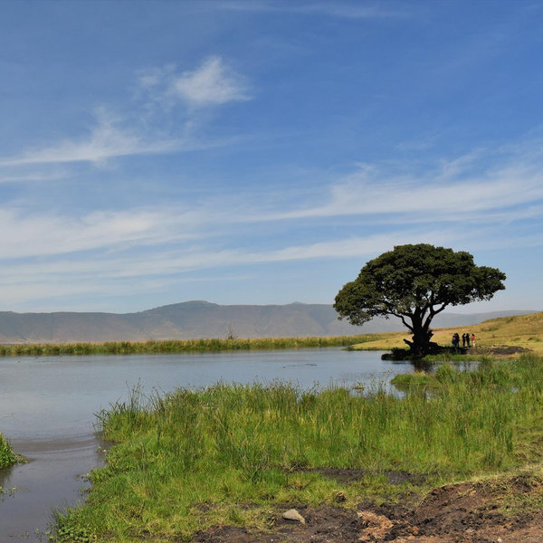 The lake on the crater floor is a great spot for breakfast ...