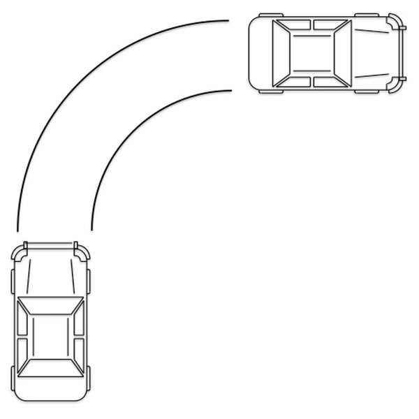 A car cornering.