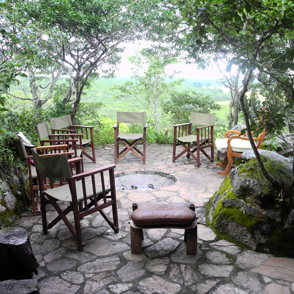 … and a fire-pit which is lit in the evening.