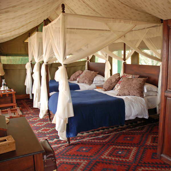 Two of the tents have twin (queen-sized) beds…