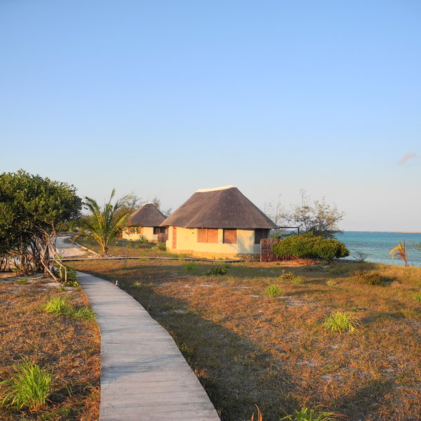 Wooden pathways connect the villas with the main area…