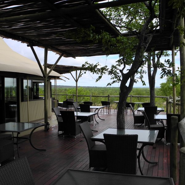 The main area has a large wooden deck where meals and sundowners can be enjoyed