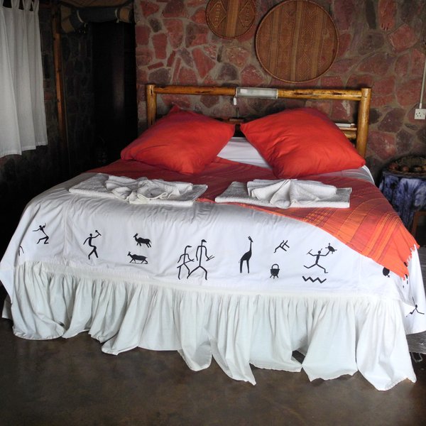 Inside is a double bed..