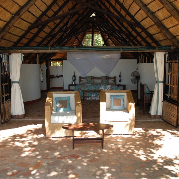 Each chalet is open-fronted with shutter doors that are closed at night.