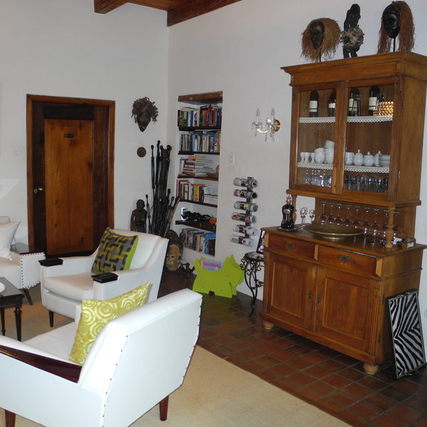 Inside the main house is a modern lounge...