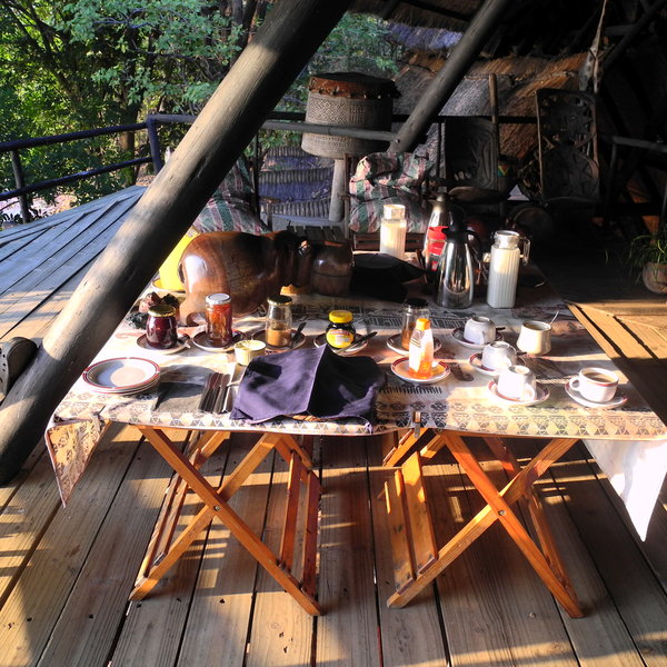 A relaxed pre-activity breakfast is served upstairs ...