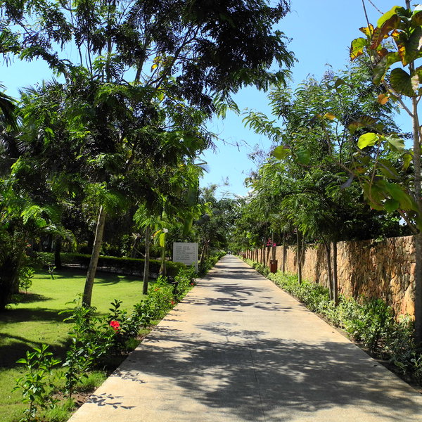 ...with manicured lawns and tidy pathways...