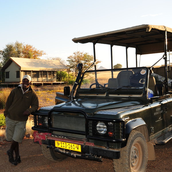 …in an open landrover…