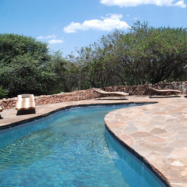 The pool area is peaceful and has both sun and shady parts to enjoy...