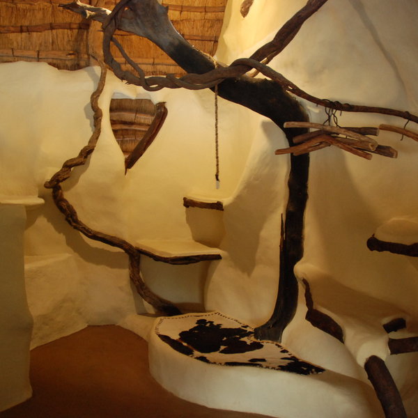 The house was built without a straight line anywhere, using mostly natural materials...