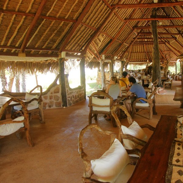 …in the shady lounge and dining area during the hot hours of the day…