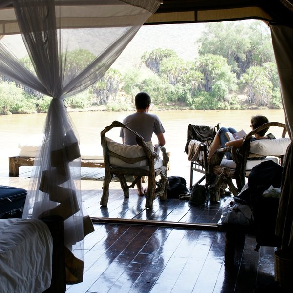 The rooms at Galdessa are gorgeously conceived creations of canvas, mosquito net, wood, palm thatch…