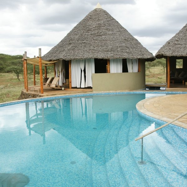Severin Safari Camp, in the heart of Tsavo West National Park, has a good-sized swimming pool.