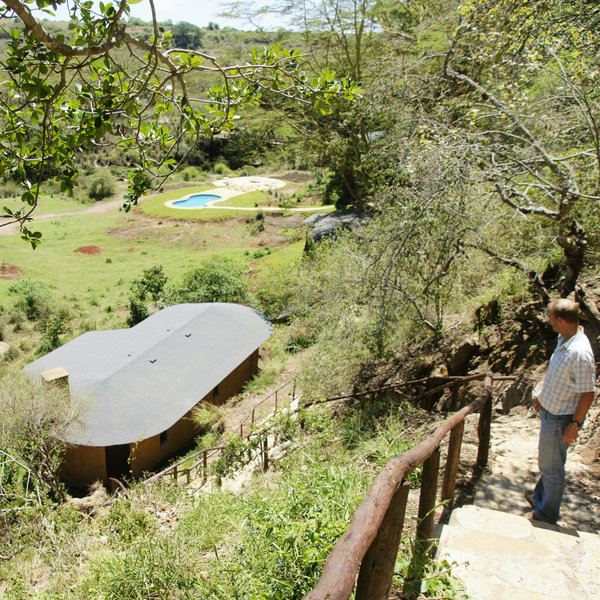 You get a bird's eye view of the lodge's grounds, and the rooms below…