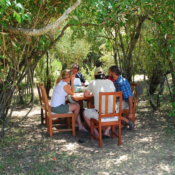 …and pleasant dining spots under the trees.