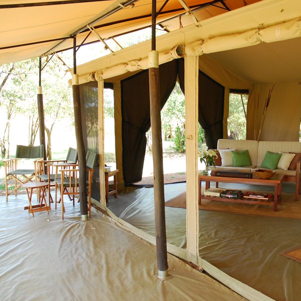 The main area opens directly out to the bush surrounding the camp.