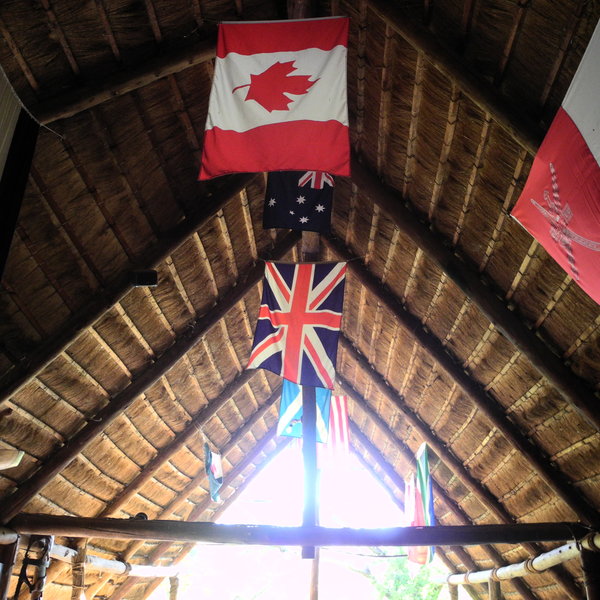 The communal areas are very simple thatched buildings…