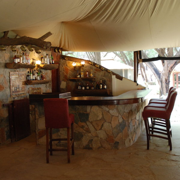 The restaurant, lounge and bar are located in a large open-plan tent.