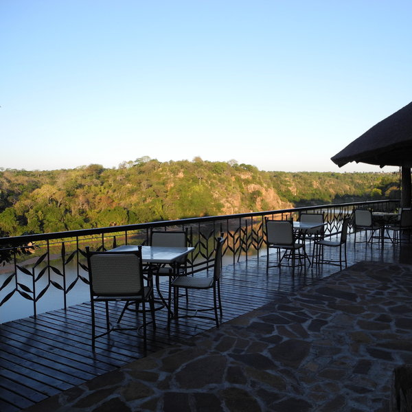 Meals are usually served on the deck at the front of the lodge...