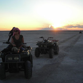 and during the dry season, quad bike across the pans...