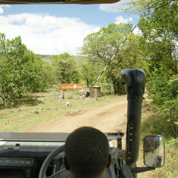 The camp is accessed down a long track from the main route across the Mara North Conservancy…