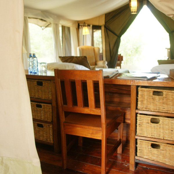 …and a writing desk area behind the beds…
