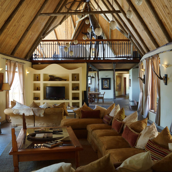 …and extensive living and dining areas below.