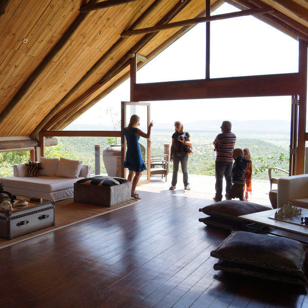 The main lounge, with jaw-dropping views from its deck, is the most dramatic feature…