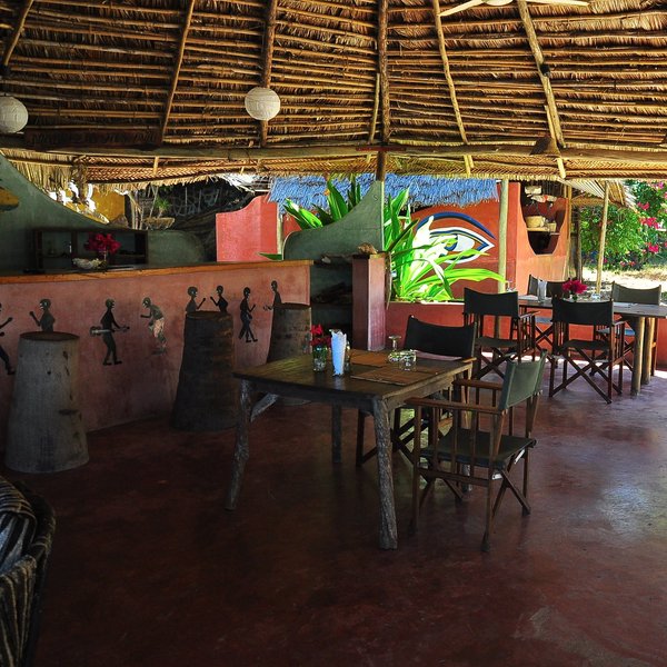 There's a small bar and an inside seating area here...