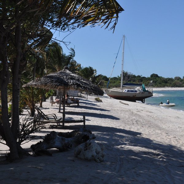...lined by sun loungers and umbrellas...