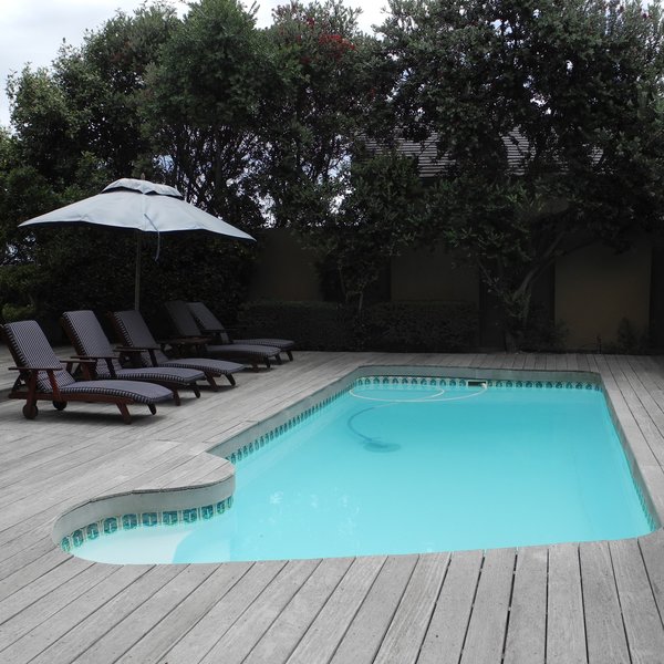 Outside you will find a swimming pool...