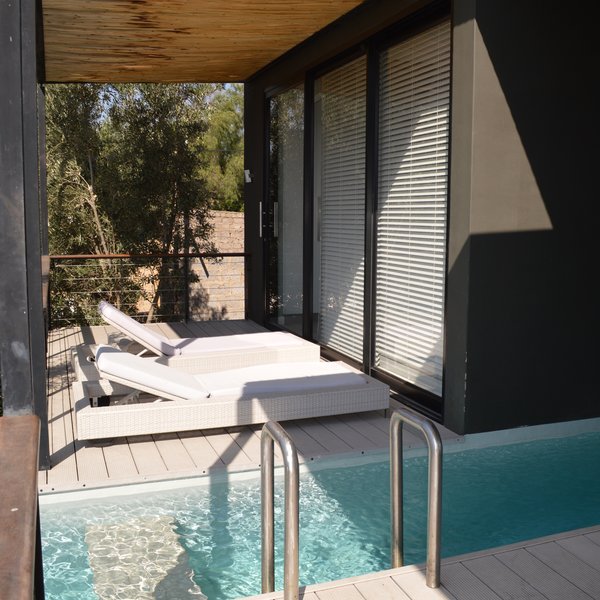 Each Premier Suites has a private plunge pool built into its extensive wooden deck.