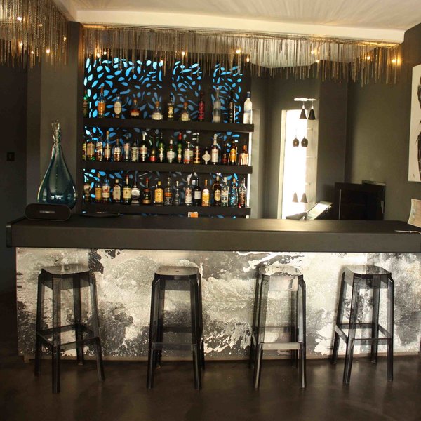 The guest house has an eccentric bar