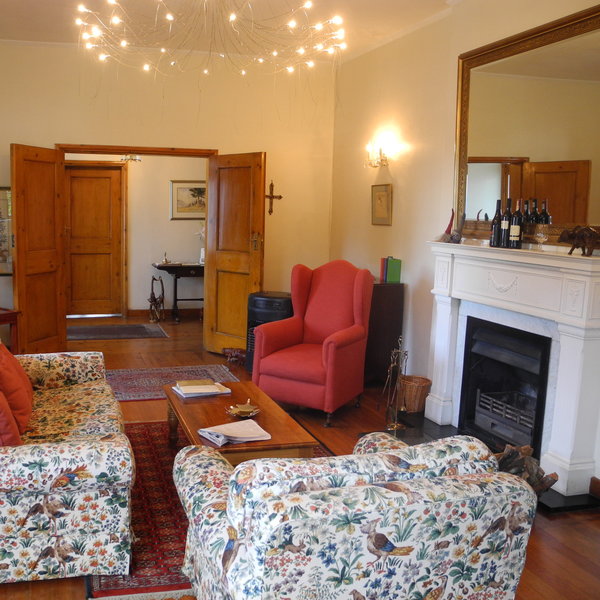 The lounge is bright and sunny, with a fireplace for cooler evenings.