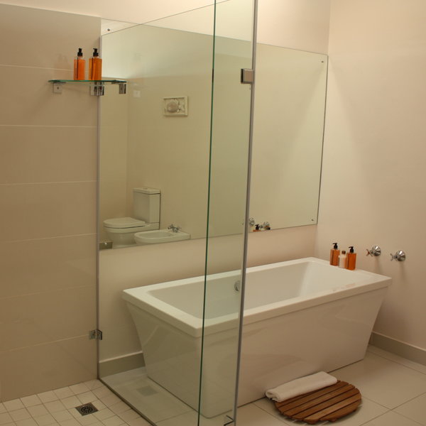 with a bath and separate shower...