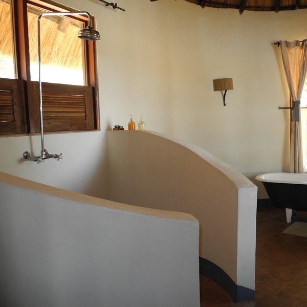...with a flush-toilet, shower and stand-alone bath.