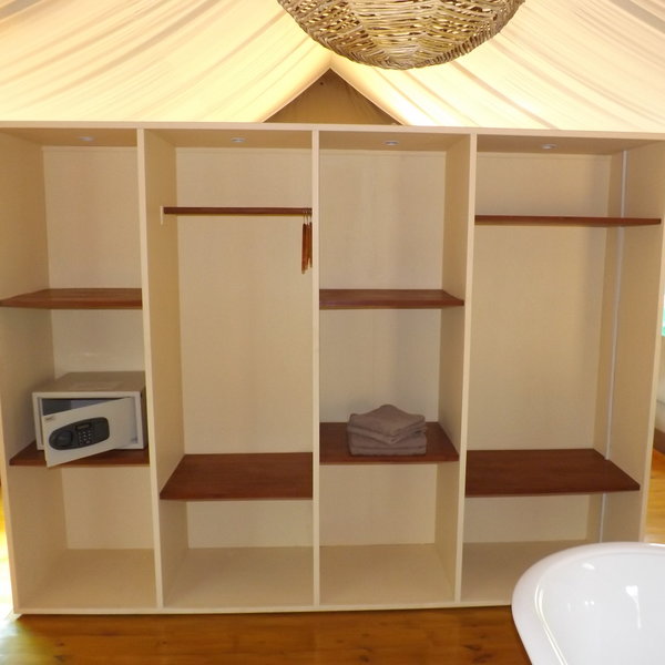 …all of the tents have a dressing area with an electronic safe.