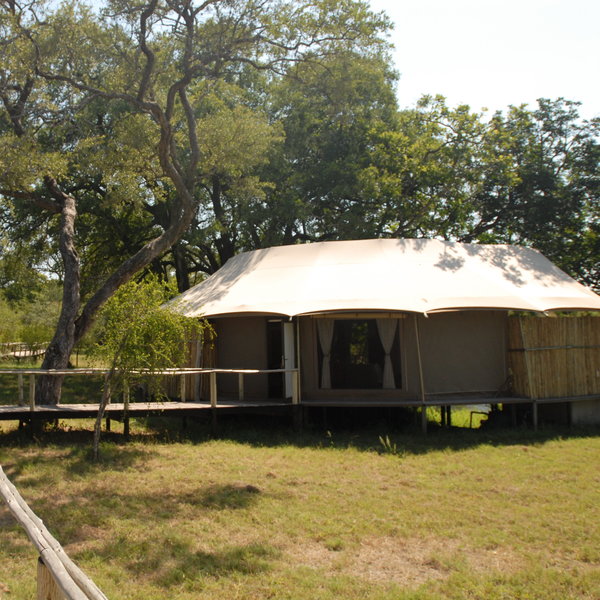 Each of the ten luxury tents is raised up on stilts...