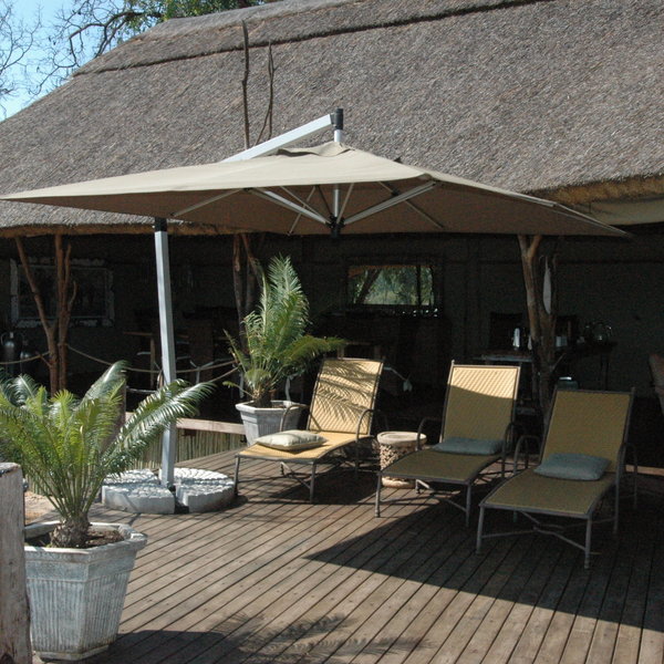 At the front of the main area is a large deck with a few recliners...