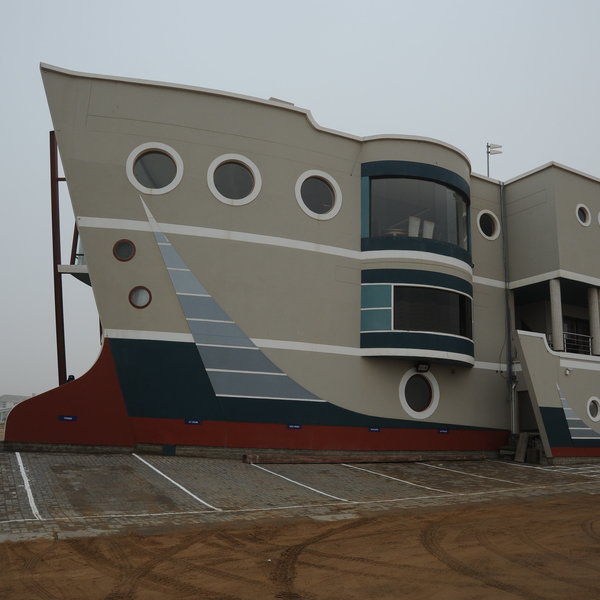 The unique ship design of the lodge...