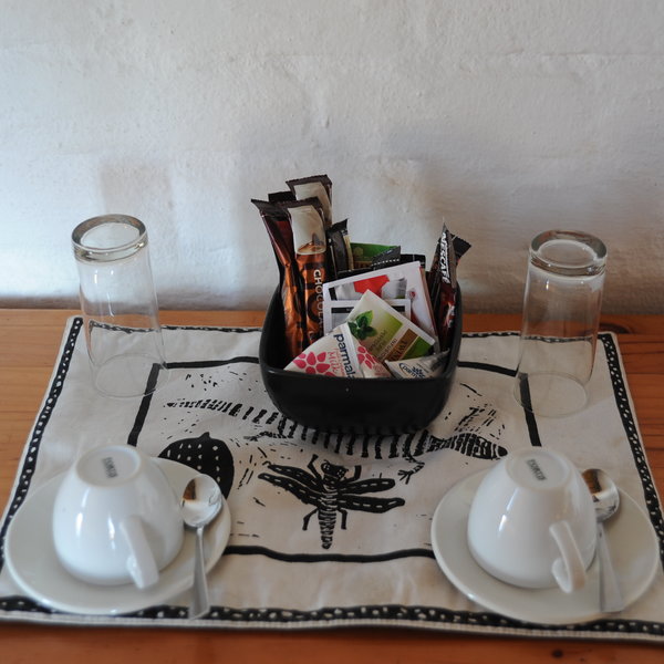 …with a tea/coffee station...