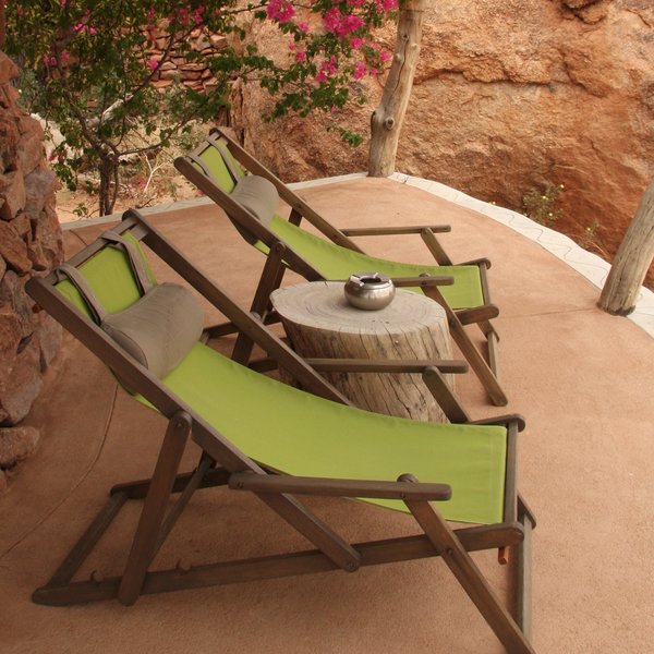 …each with its own shaded veranda and deck chairs.