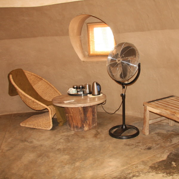...with a simple selection of furniture, a fan and tea/coffee making facilities.