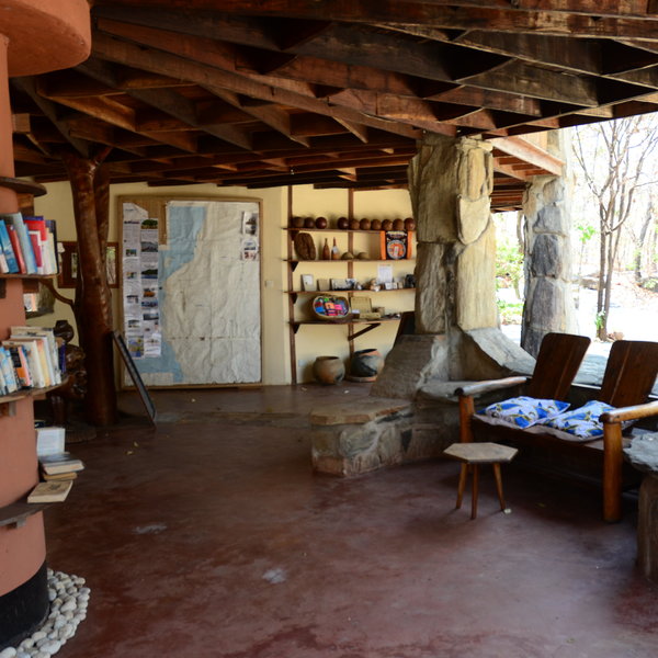 Downstairs there is another lounge area, a library…