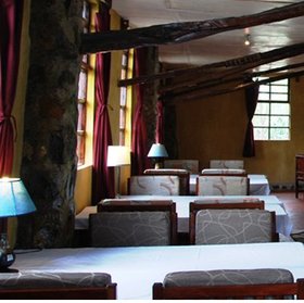 The dining room serves filling meals.