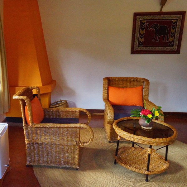 … a small lounge area with a fireplace for the cold winters, …